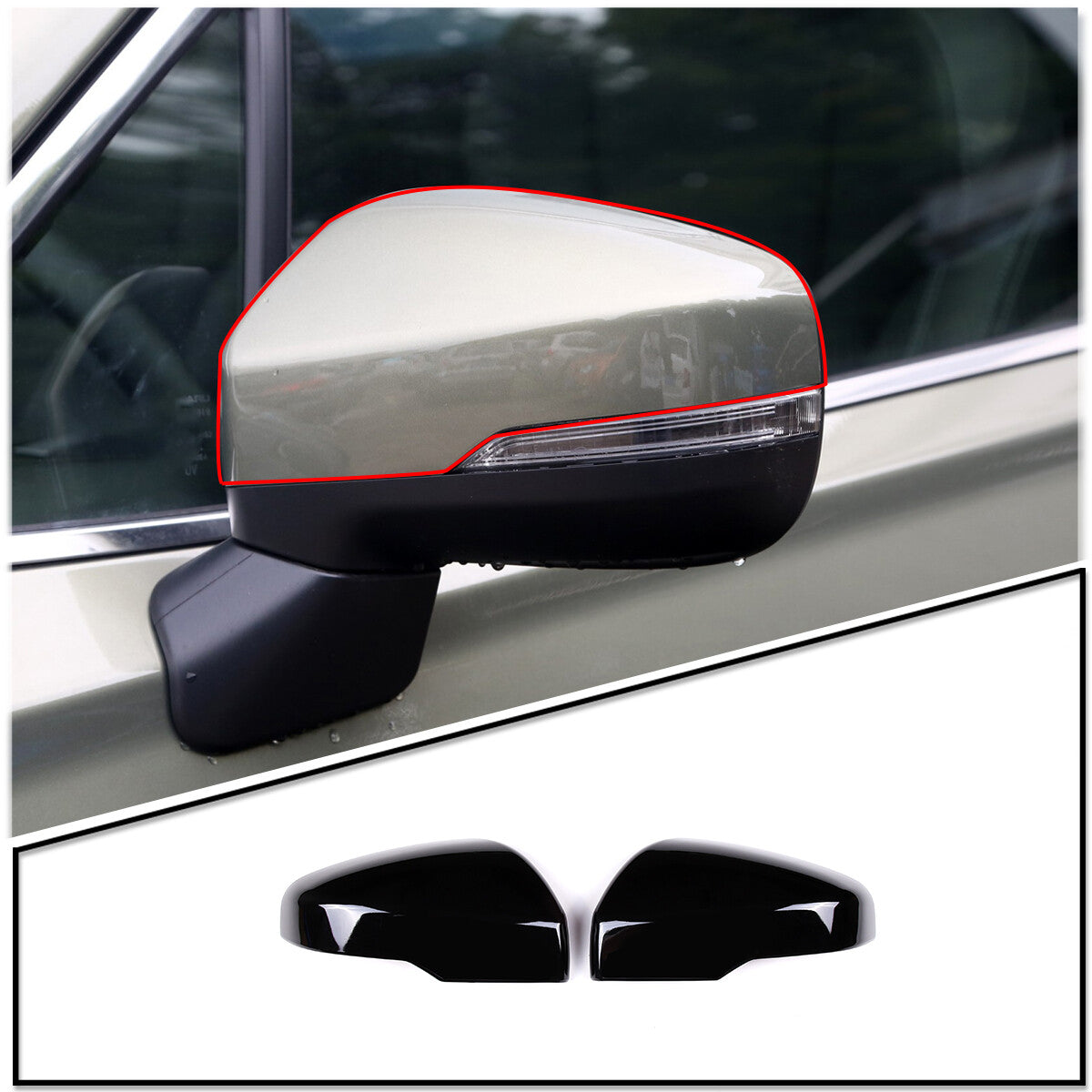 For RAV4 2019-2023 Chrome Side Rear Mirror Columns Molding Cover Trim- v