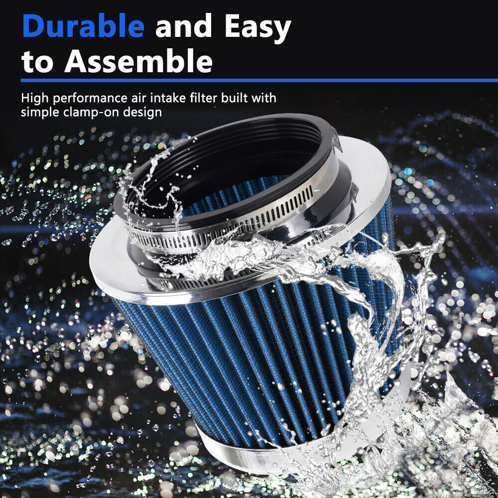 High Flow Performance Cold Air Intake Air Filter 3/3.5/4 Inlet 5 Tall Blue Q