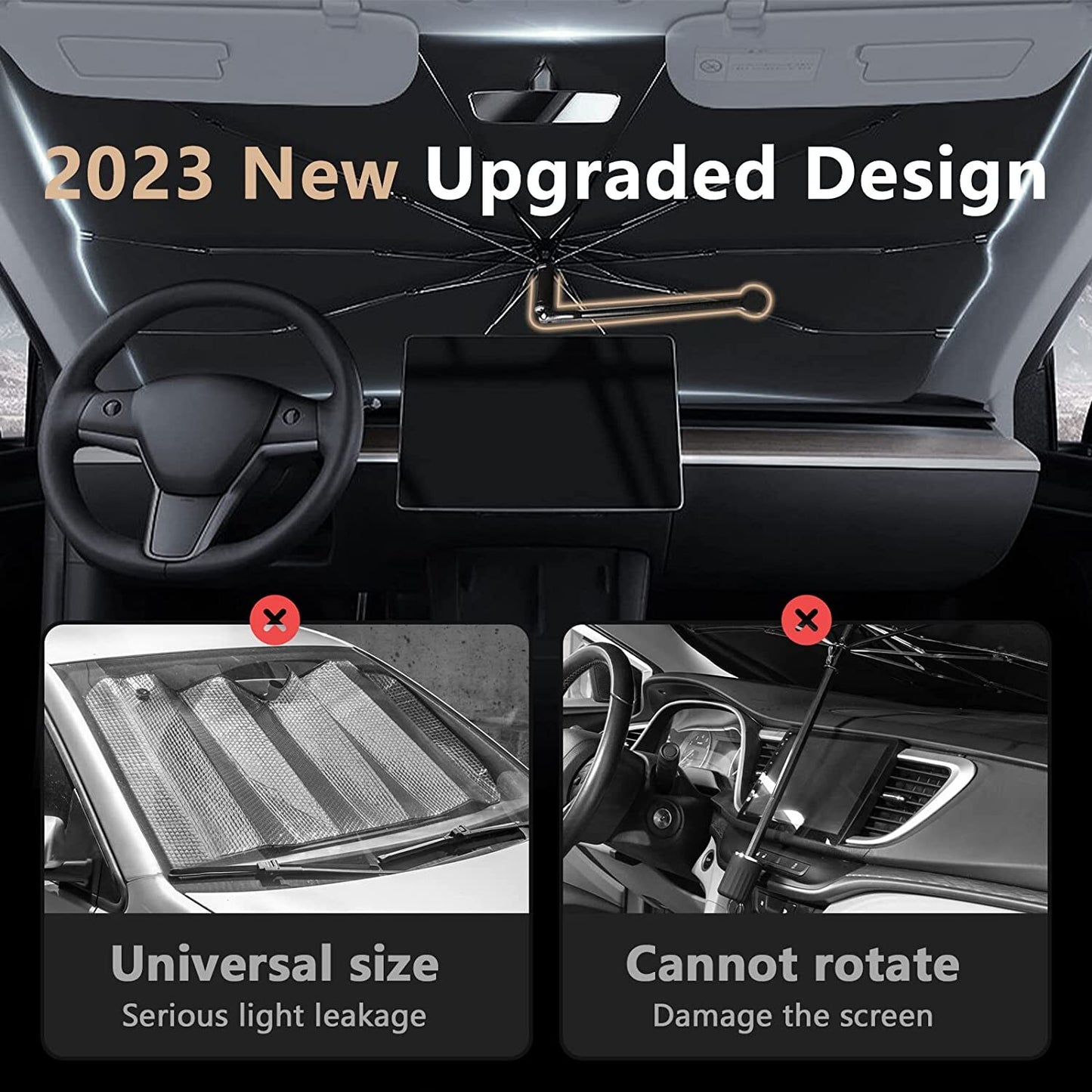for Ford Car Windshield Sun Shade Umbrella Cover W/ 360¡ãRotation Bendable Handle