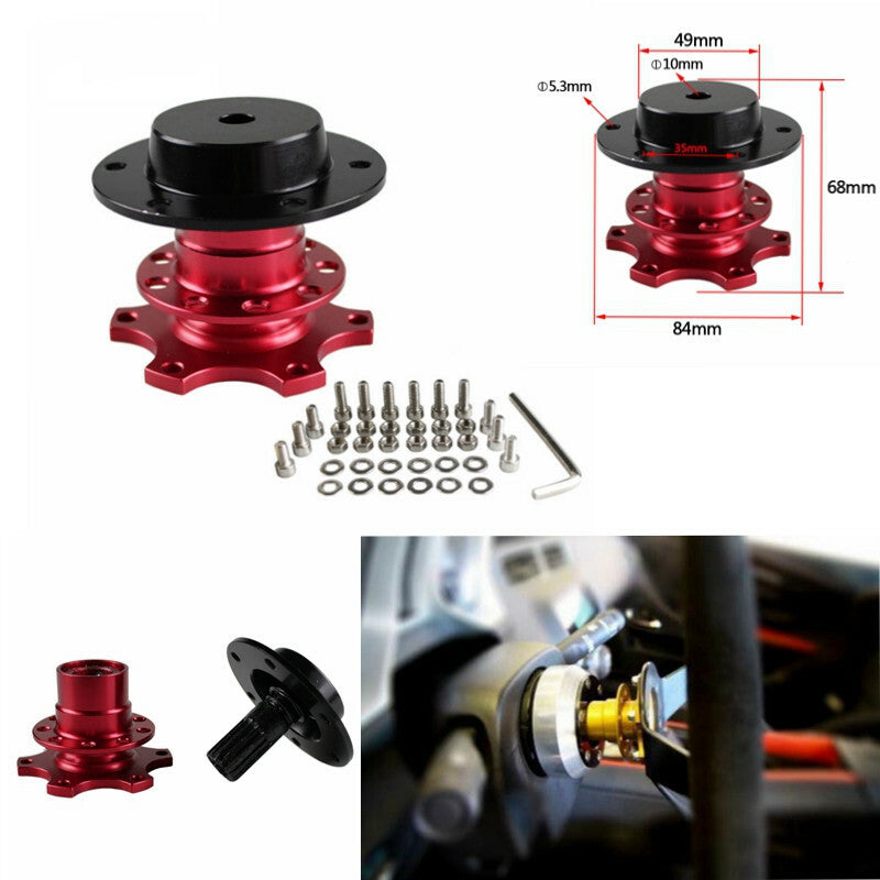 Quick Release Snap off Hub Adapter Boss Kit Car for 6 Holes Steering Wheel Red