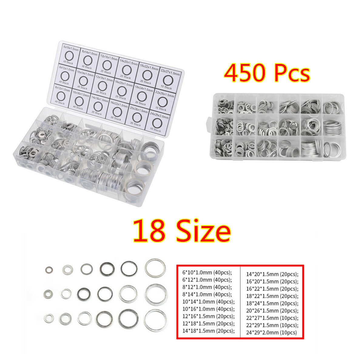 Car Oil Drain Plug Aluminum Solid Crush Washer Seal O-Ring Gasket Kit W/Box