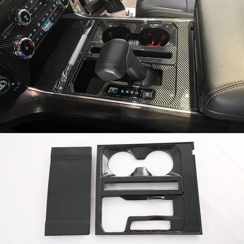 For F150 21-2023 ABS Carbon Console Gear Shift Box frame cover Trim B n