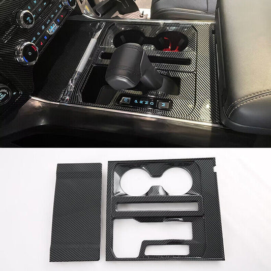 For F150 21-2023 ABS Carbon Console Gear Shift Box frame cover Trim B n