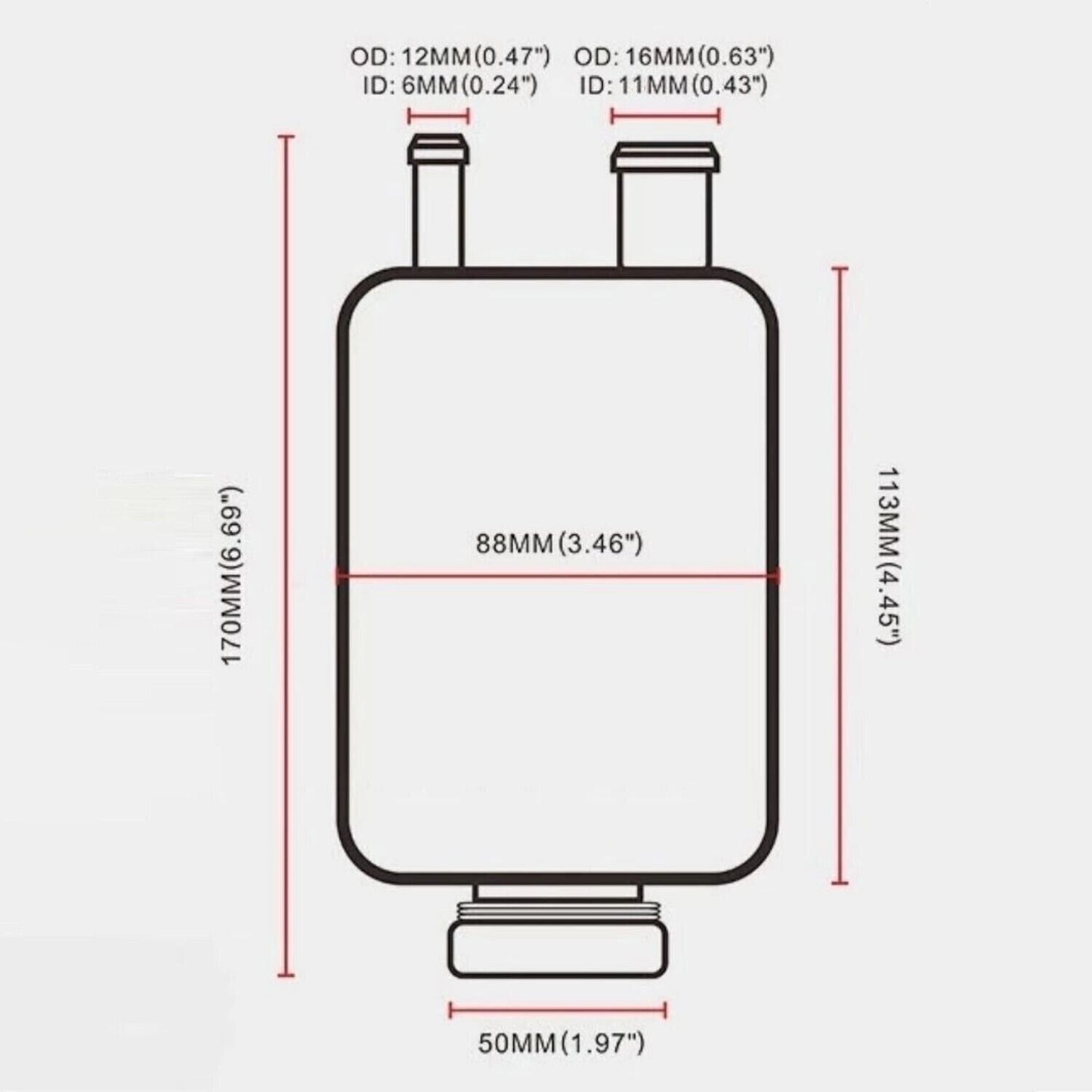 Black aluminum universal racing car power steering fluid reservoir fuel tank + clip Q