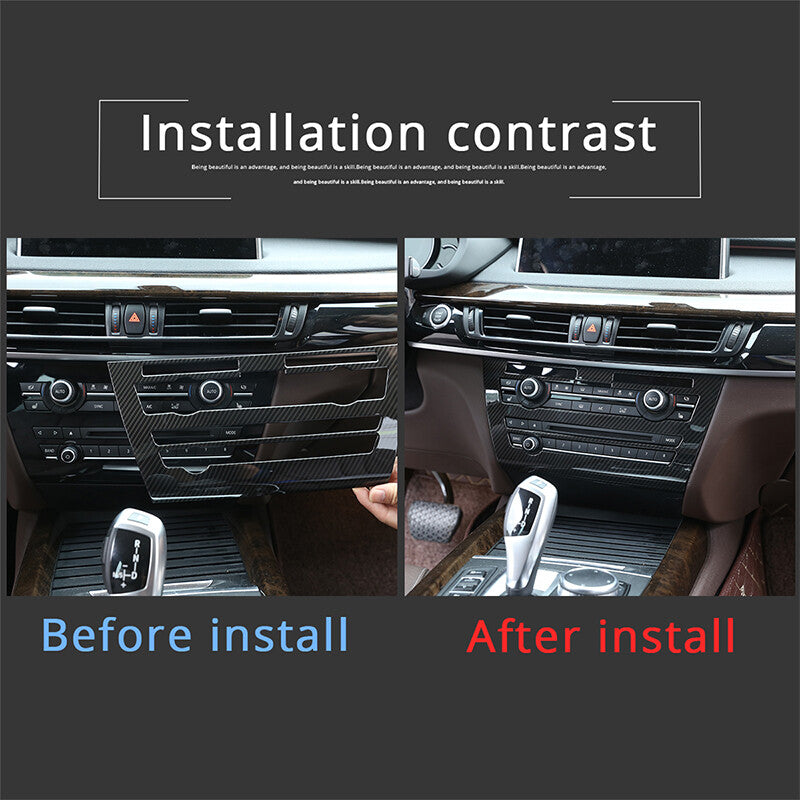 Carbon fiber ABS CD player console panel interior cover trim suitable for X5, X6, F15, F16 (2014-2018) n