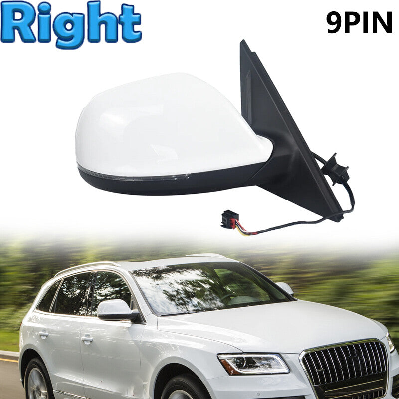 Right Side Mirror Power Fold Heated Turn Signal Lamp 9 Pin for Audi Q5 2009-2015