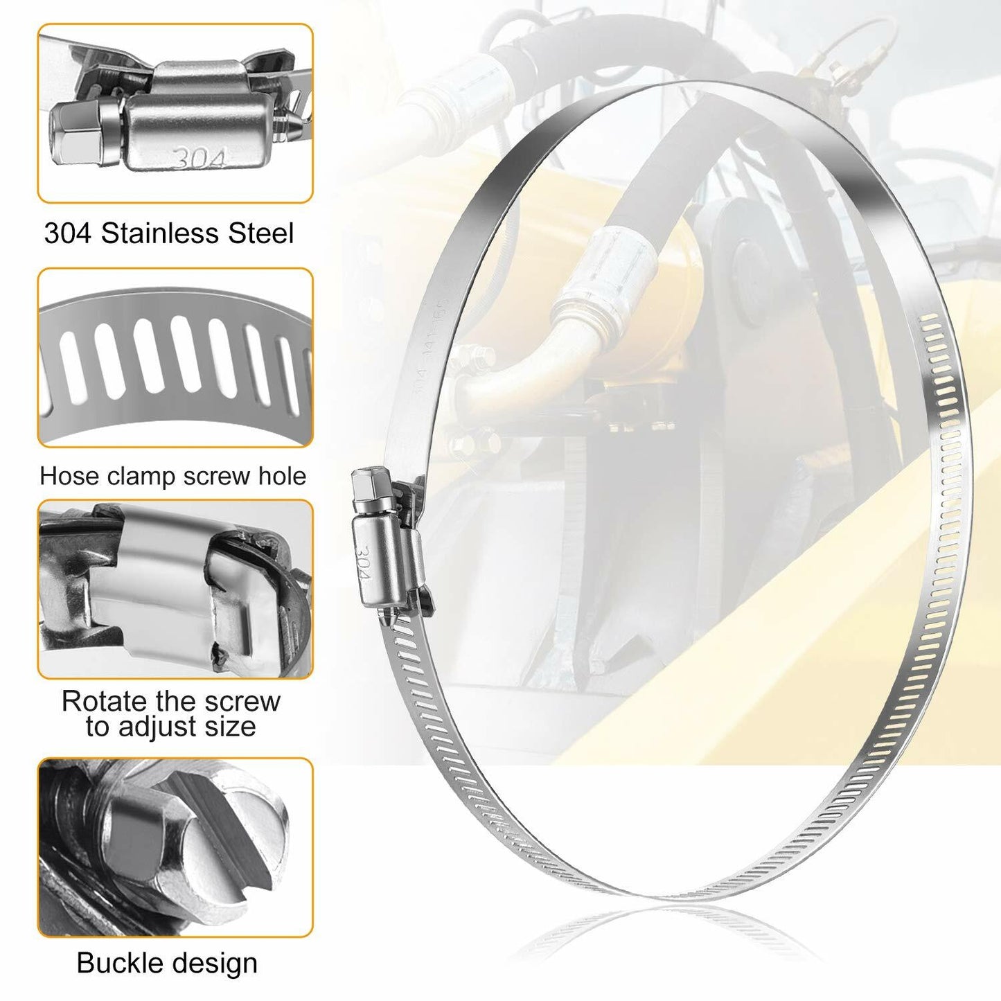12-inch adjustable stainless steel hose clamp, worm gear clamp, drive clamp