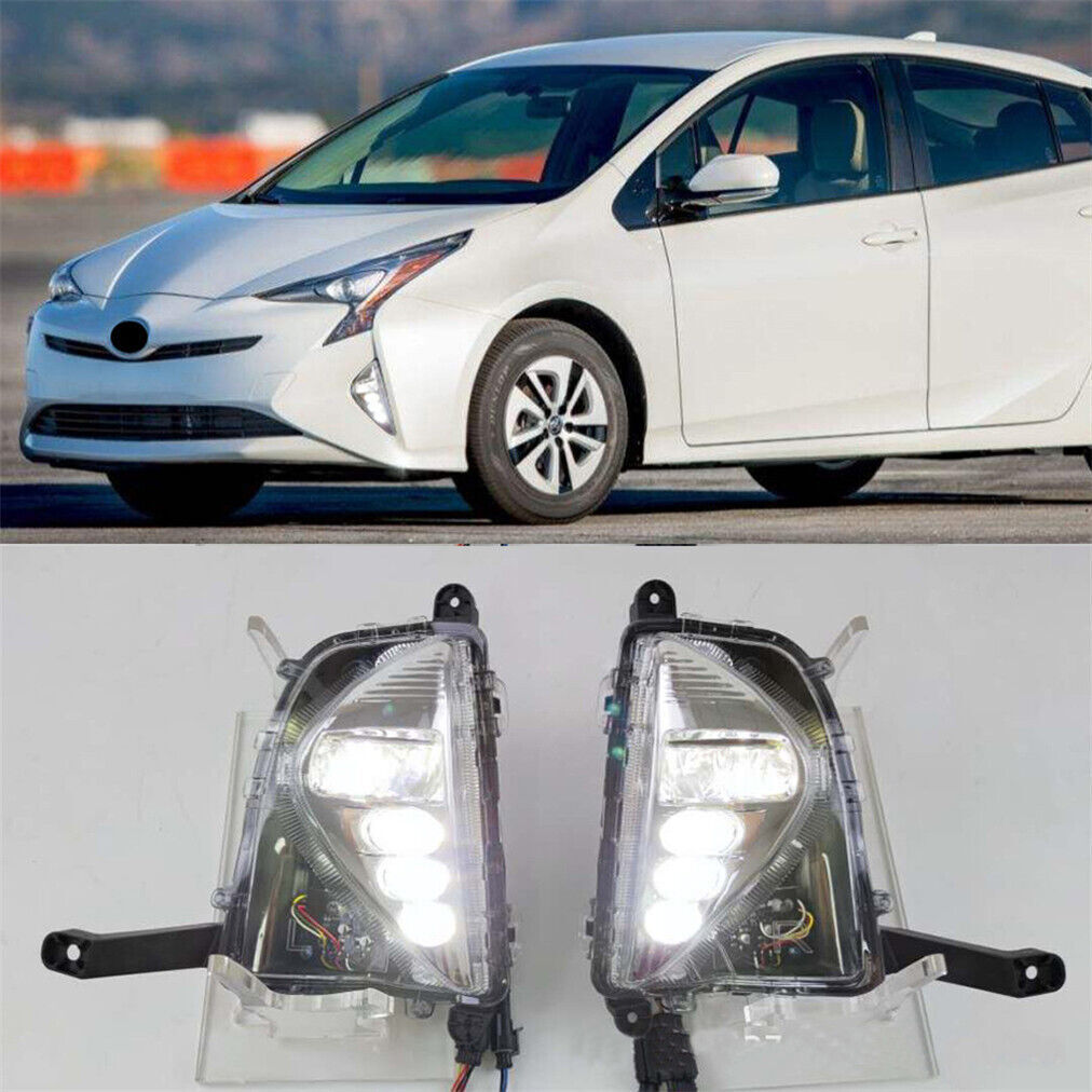 Pair LED DRL Daytime Running Fog Light Lamps Fit for Toyota Prius 2016-2018 17