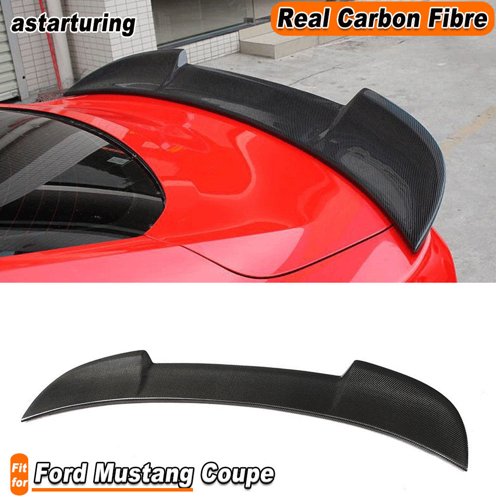 for Ford for Mustang Coupe 2015-19 REAL CARBON Rear Trunk Boot Spoiler Tail Wing Lip