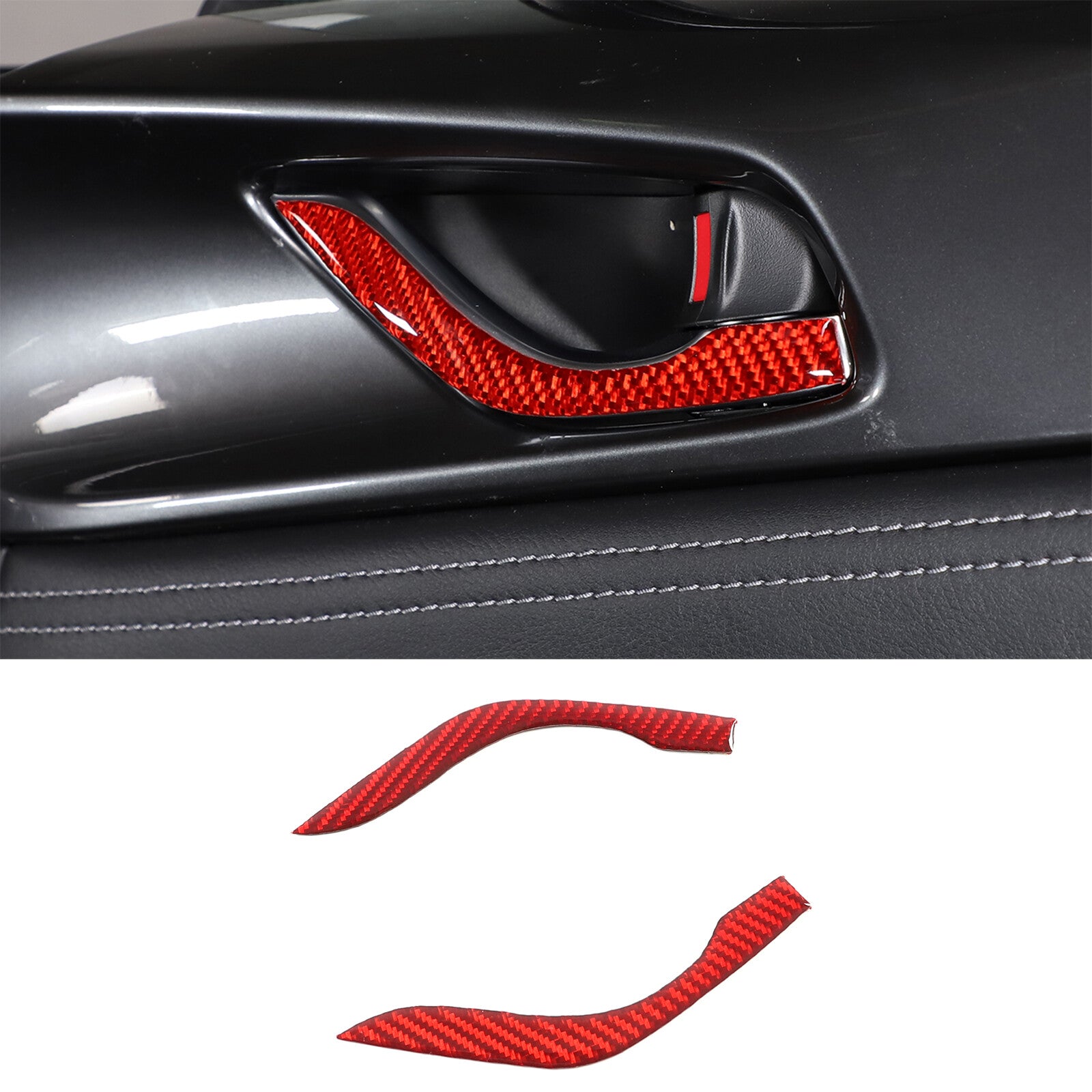 Red carbon fiber inner pull handle sticker decoration for Mazda MX-5 Miata 2016-2023 n