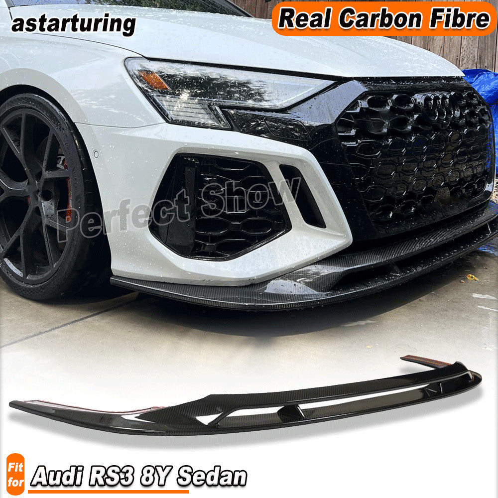 for Audi RS3 8Y Sedan 2021-2023 Dry Carbon Fiber Front Bumper Lip Chin Spoiler