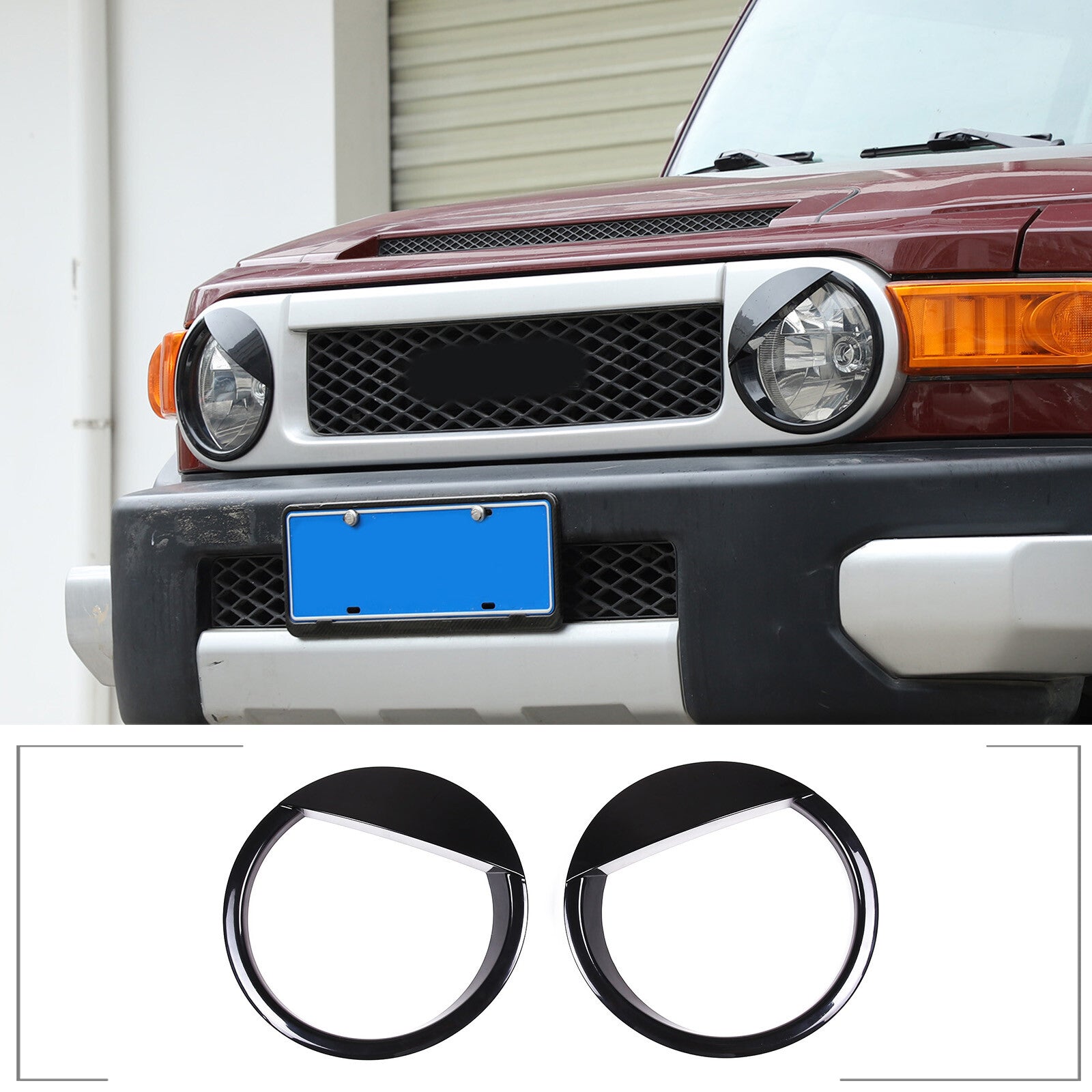 Headlight bezels and angry-eye style headlight trim covers for the FJ Cruiser n