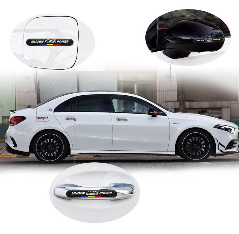 Car rear fender badge, door handle scratch-resistant sticker, Mugan black carbon