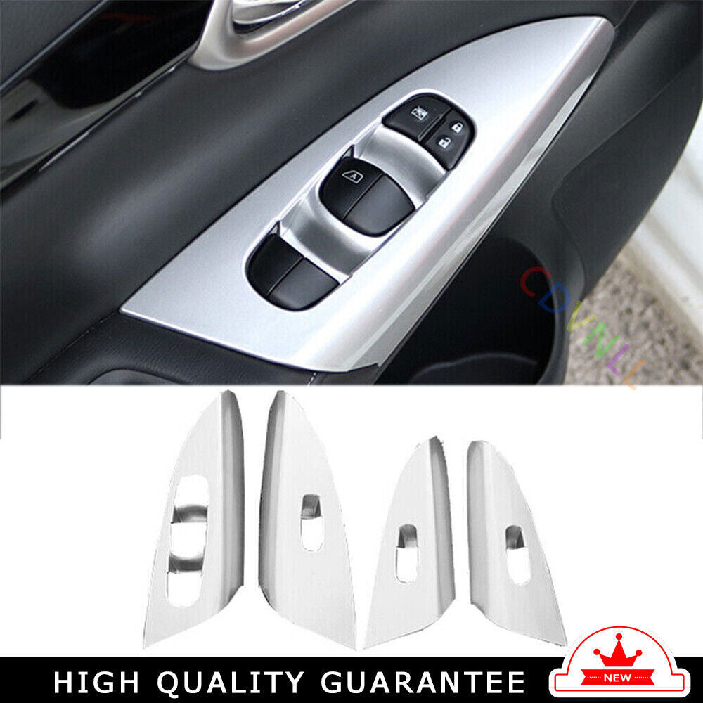 Glass Window Lifting Lock Panel Trim for Nissan Sentra Sylphy 13-19 Matte Silver