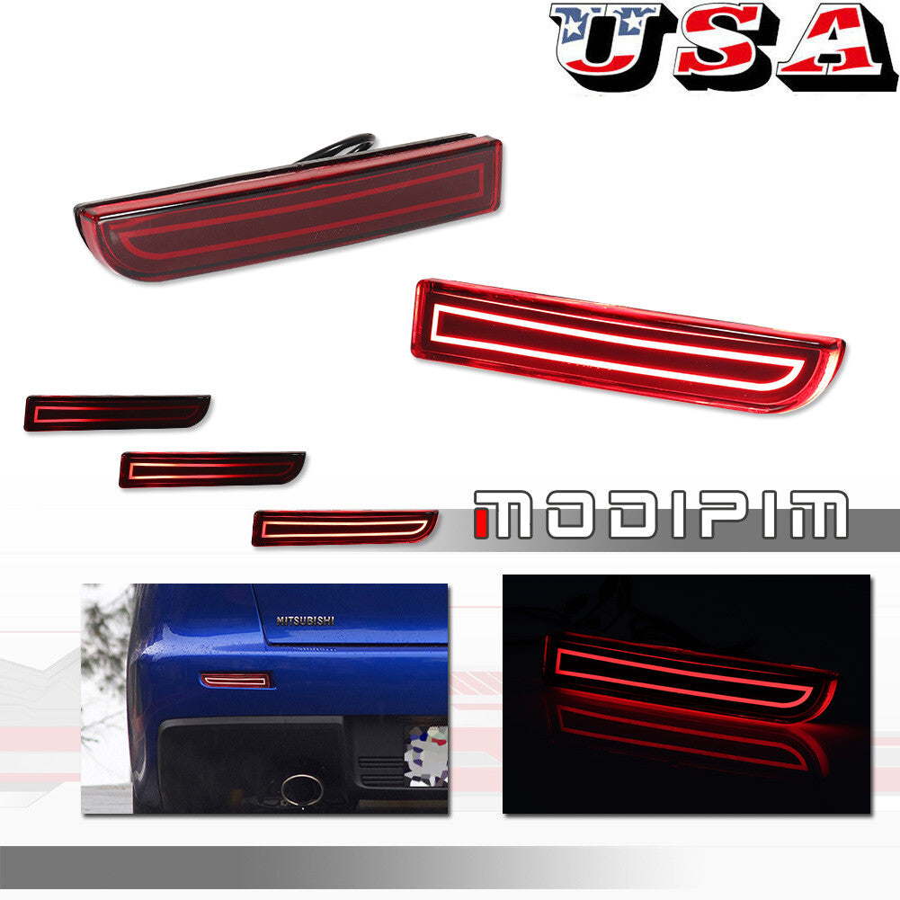 2pcs LED Bumper Reflectors for Lancer Evo Rear Brake Turn Signal Lights - v