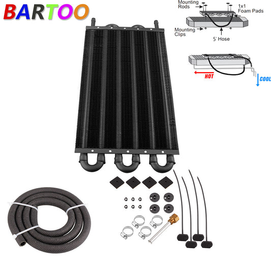 6 Rows Aluminum Remote Transmission Oil Cooler/Auto-Manual Radiator Converter Q