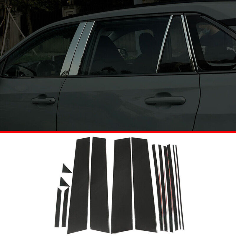for Toyota RAV4 2019-2024 Black Titanium Door Window BC Pillar Posts Cover Trim