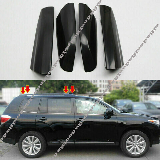 4p for Toyota Highlander 2008-13 Black Roof Rack Rails End Cover Shells Replace