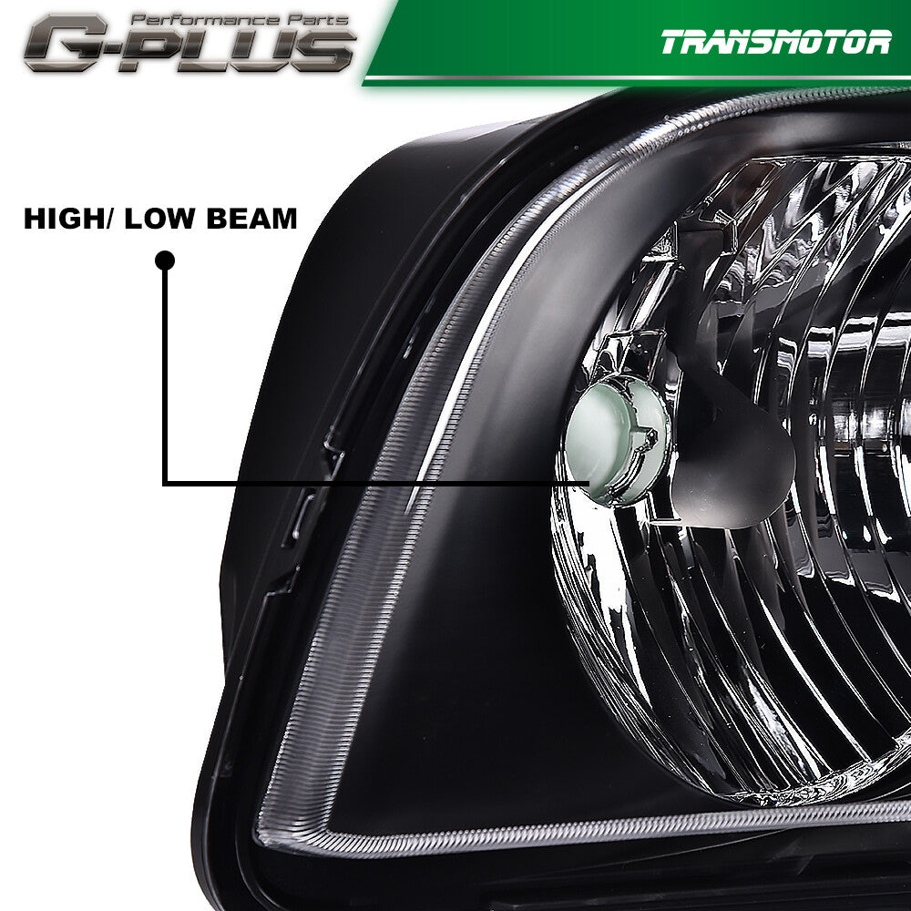 Fits 2005 - 2009 for MUSTANG Clear Lens Black House Headlight Right Hand - v