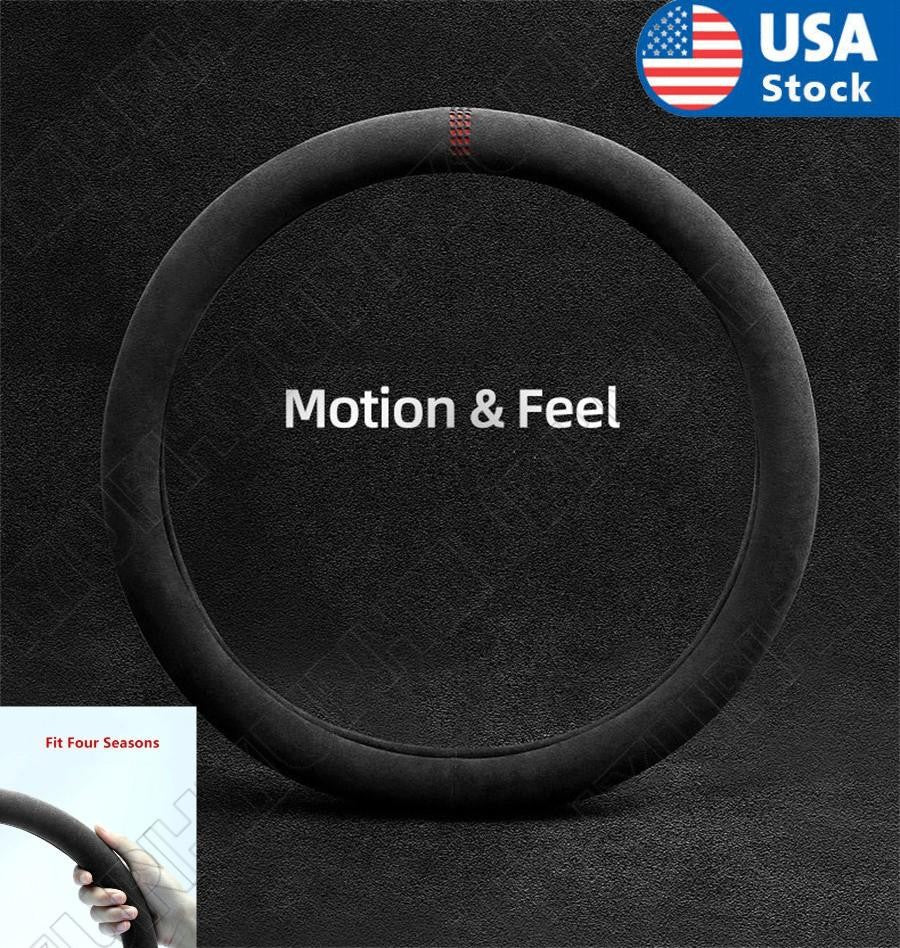 38cm Black Suede All seasons anti-skid Car steering wheel Universal 3.22mm New Q