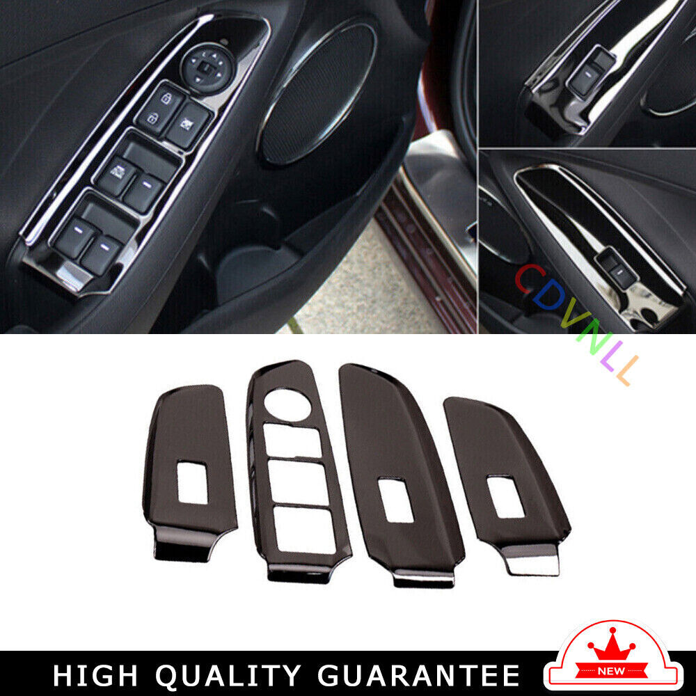 Glass Window Lifting Lock Panel Trim 4PCS for Kia K3 Forte 2014-2018 Black Steel