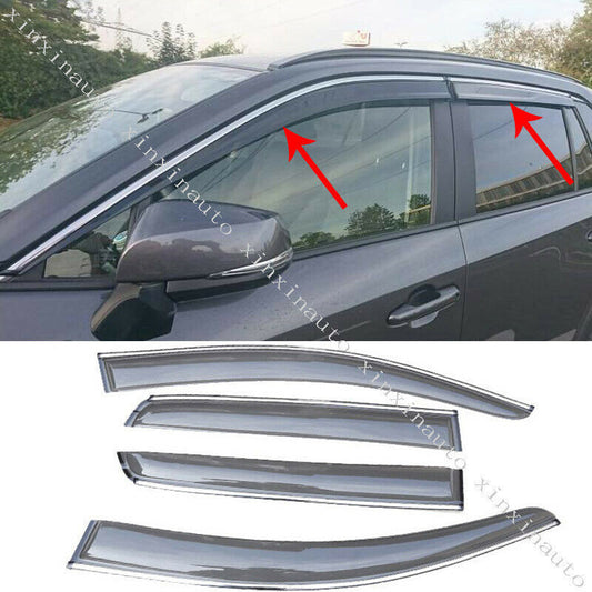 4X Smoke Window Visor Vent Shades Sun Rain Guard Cover for Toyota RAV4 2019-2022