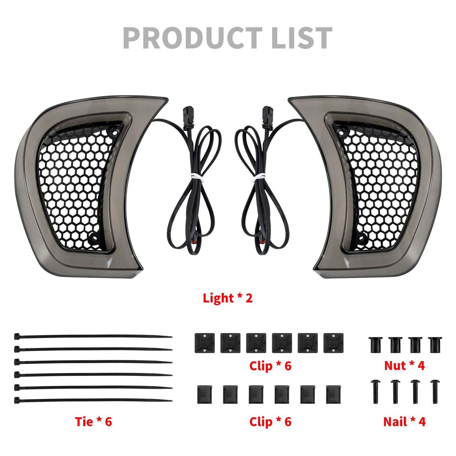 Headlight Vent Accent w/ Smoke Lens LED Light Fit for Harley Road Glide 15-2023 Q