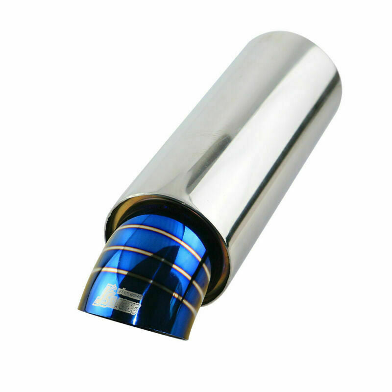 2 2in Inlet 3 Outlet Round High Flow Racing Exhaust Muffler Tip Burnt Blue