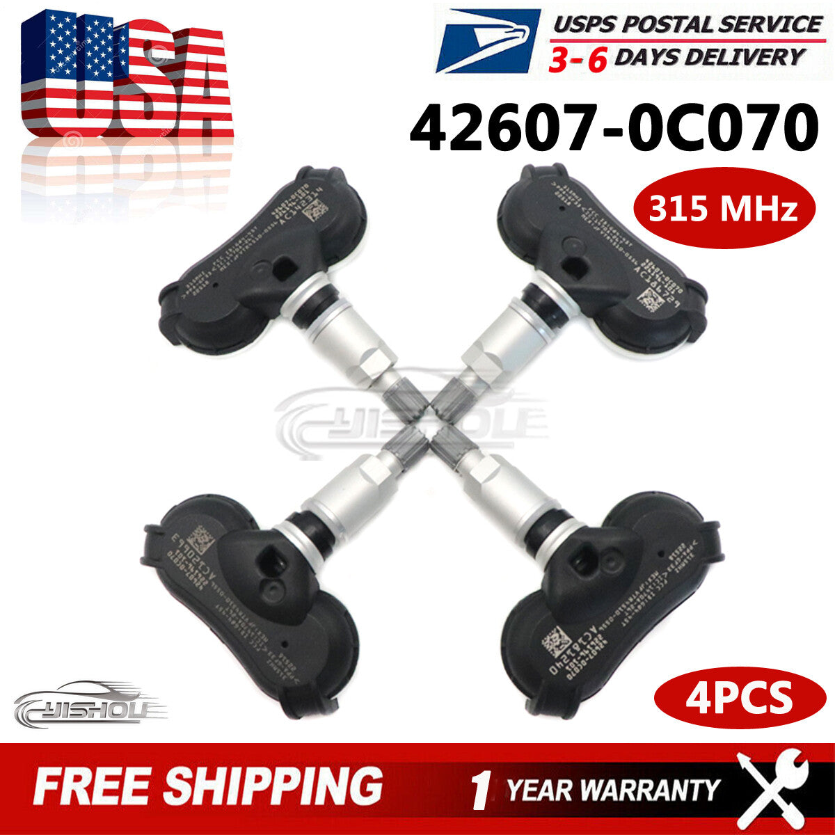 4pcs 42607-0C070 TPMS Tire Pressure Monitoring Sensor for Toyota for Sienna Tundra