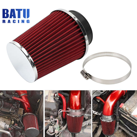 Red 3inch/76mm High Flow Inlet Dry Air Filter Cold Air Intake Cone Replacement