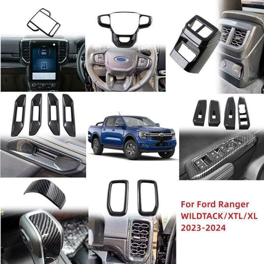 14X Carbon Fiber Look Interior Accessories Cover Trim for Ford Ranger 2024-2025
