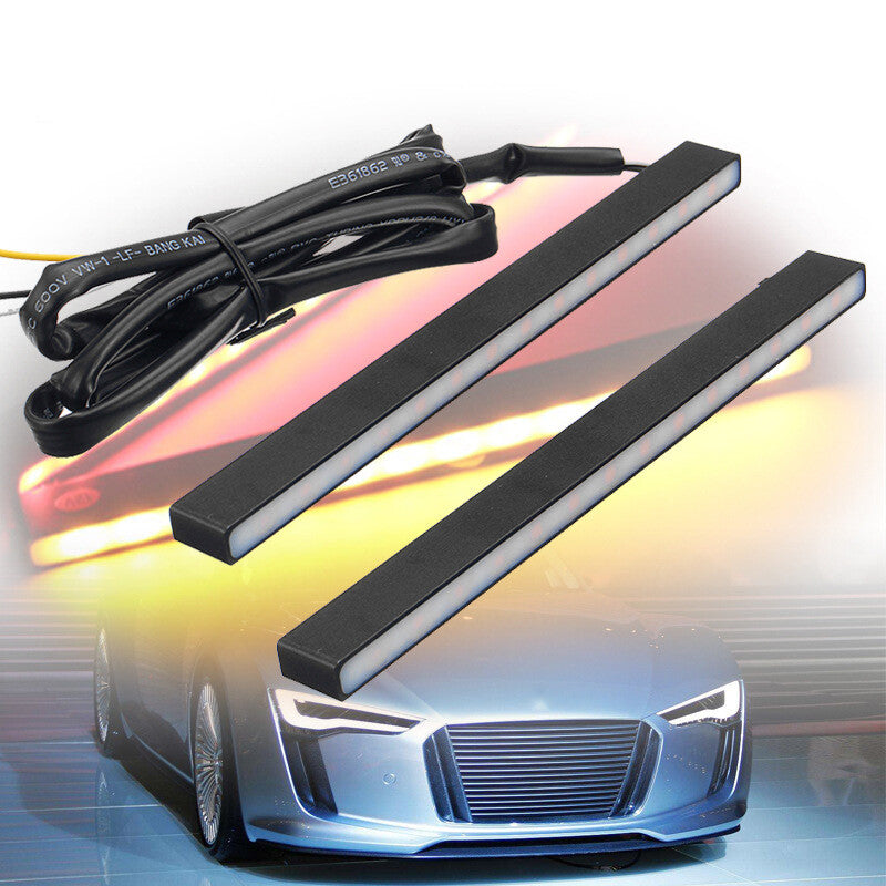 2-Pack -Thin Switch White/Amber LED DRL Daytime Running Lights & Fog Lights n