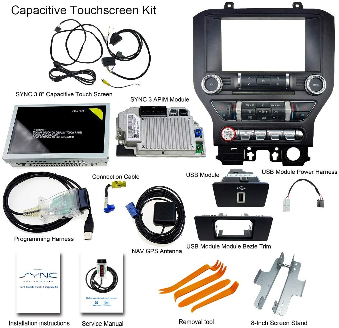 SYNC 1 to SYNC 3 Upgrade Kit Fit for Ford for Mustang 2015-2020 SYNC3.4 Whole Kit
