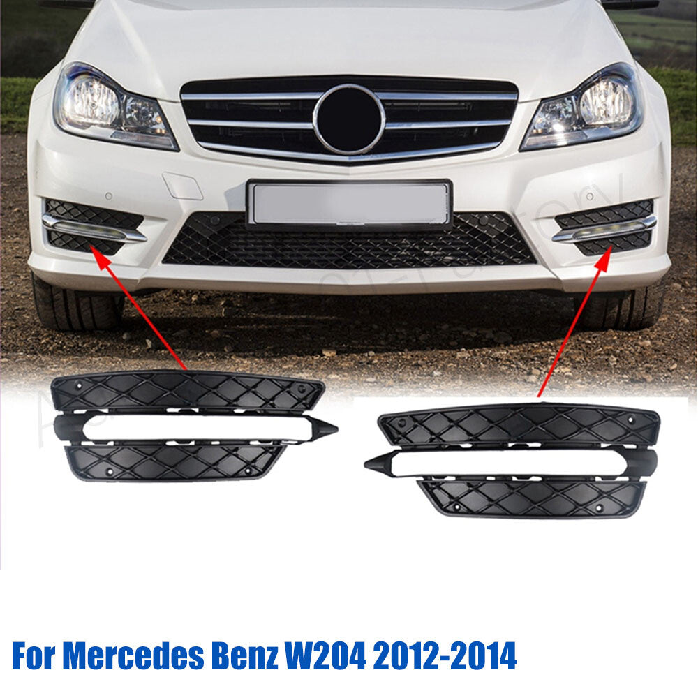 Front Bumper Grille Fog Lamp Cover Grille for Mercedes-Benz W204 2012-2014