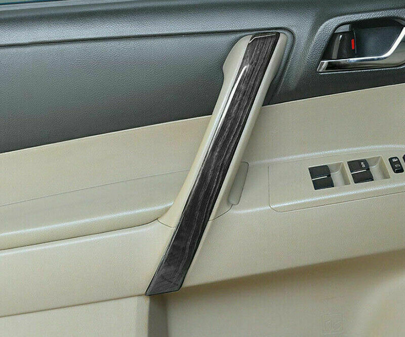 for Toyota Highlander 2008-2013 Black Wood Grain Door Armrest Strips Cover Trim