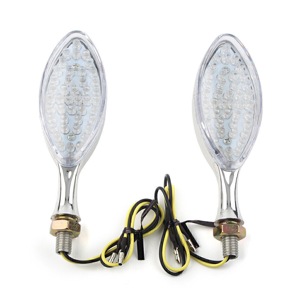 Universal Motorcycle Chrome LED Turn Signals Indicator Light Blinker Amber Lamp Q