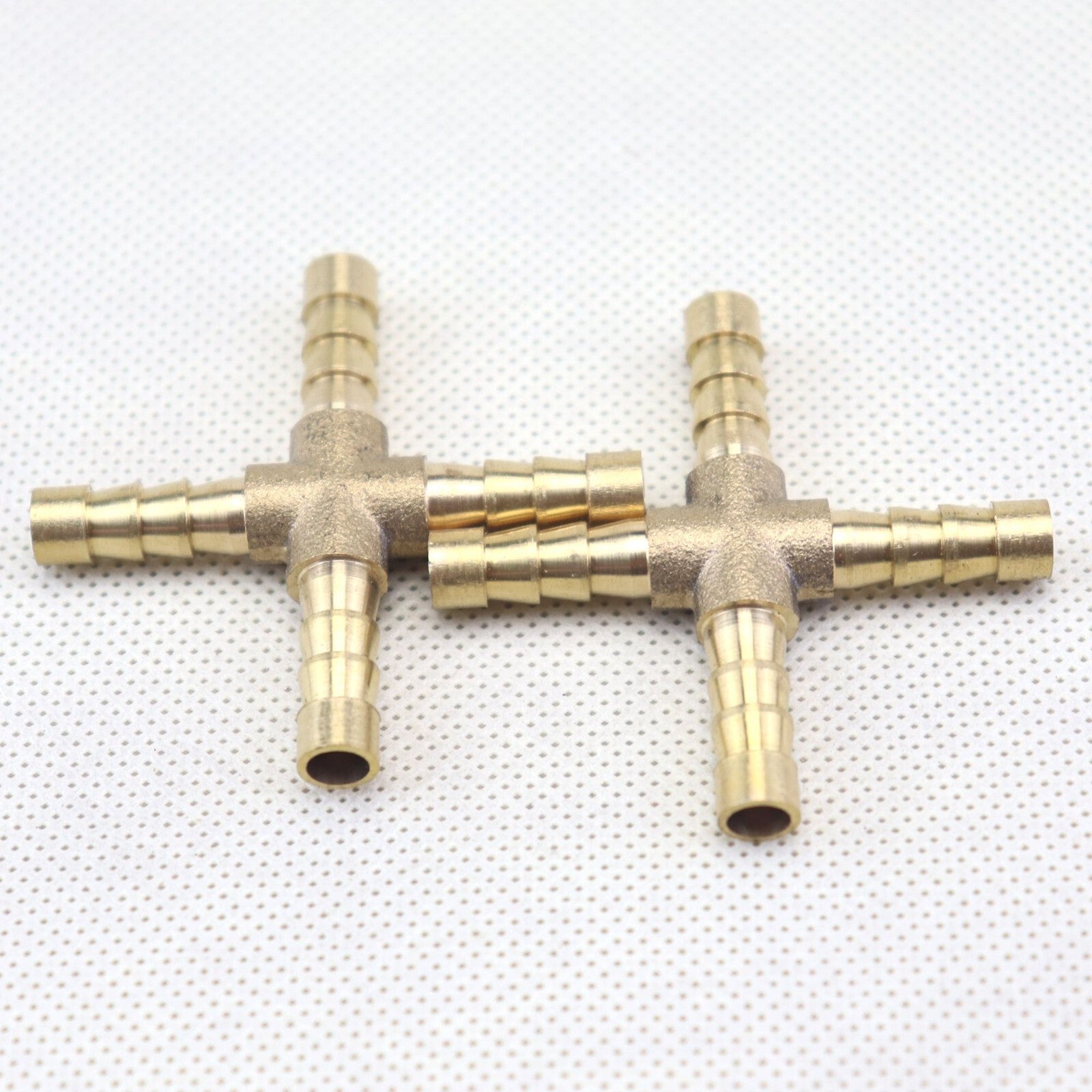 2-Piece Hose Rod 4-Way Cross Brass Fittings Threaded Gas Fuel Water Air 1/4 (6 mm)