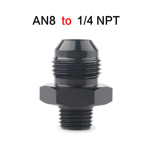 1-Piece Straight Adapter 8AN to 1/4 NPT Accessories, Black Aluminum Premium Material