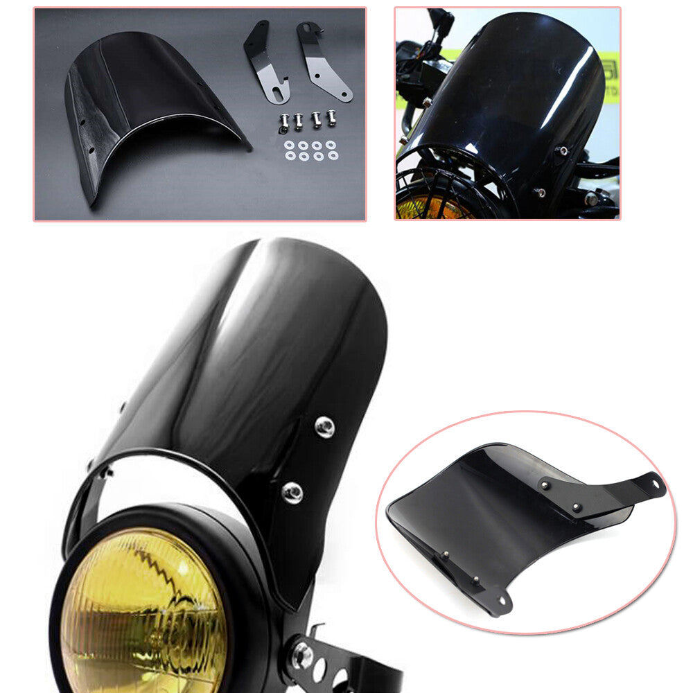 Motorcycle windshield kit for 5-inch and 7-inch round headlights - n