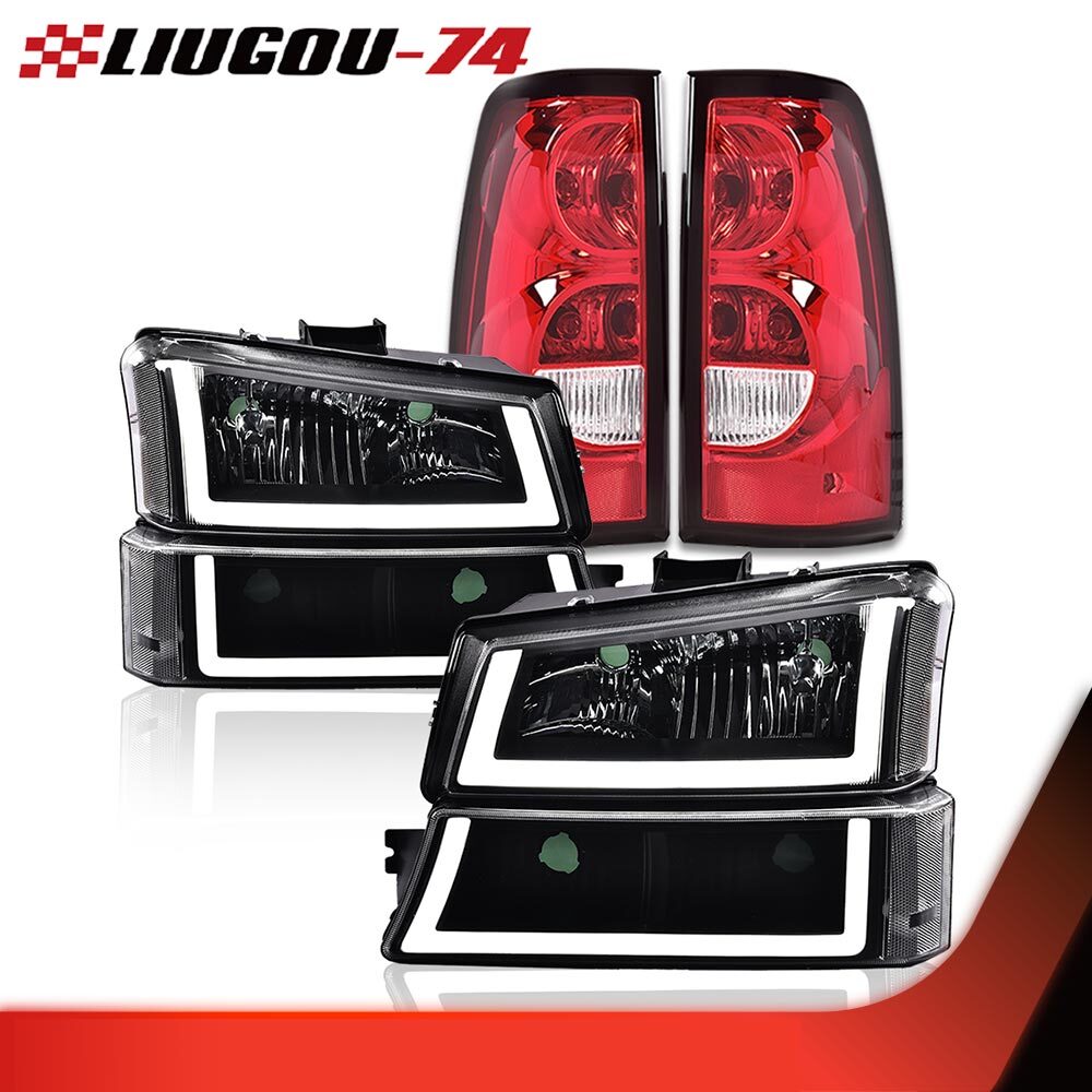 Suitable for 2003-2007 SILVERADO LED DRL, black headlights + taillights, new.