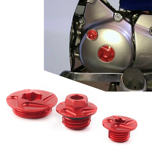 CNC Engine Timing Bolts Oil Filter Plugs Cap Set fit CRF150F CRF450R CRF450X Red Q