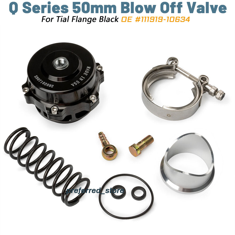 Q 50mm Blow Valve (BOV) Suitable for TiAL Flange & Springs, Black (Version 2), - v