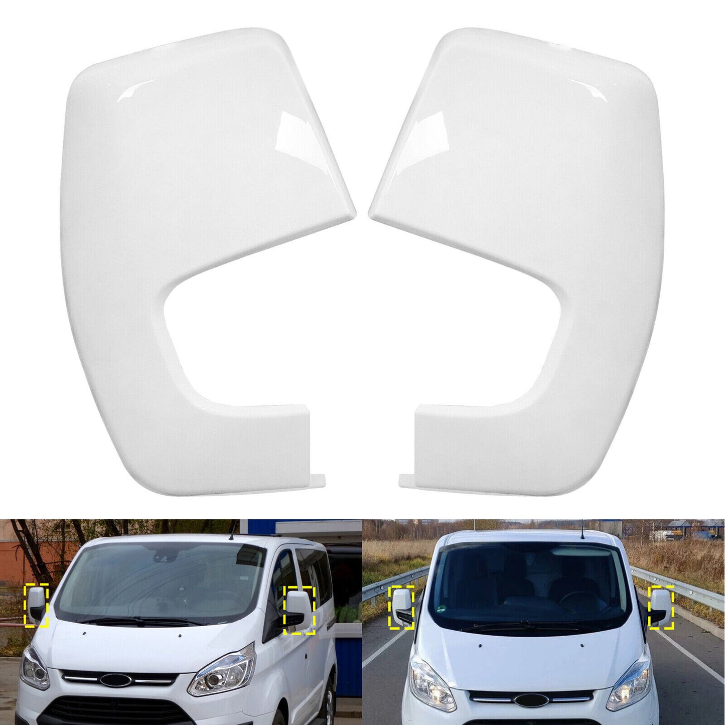 2¡ÁF¨¹r for Ford Transit Custom V362 2014-2023 Spiegelkappen Geh?use Wei? Links+Rechts
