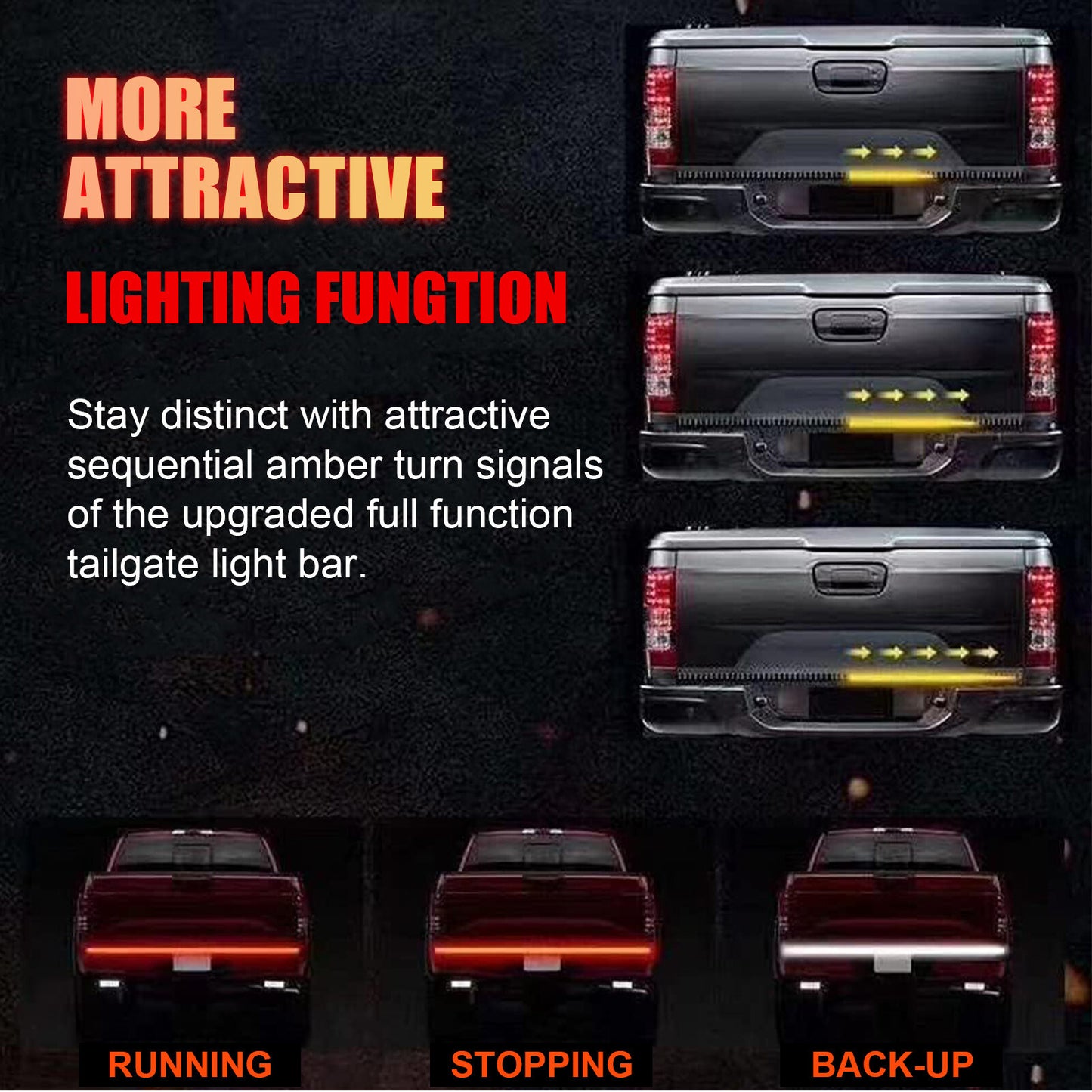 60 4-line truck tailgate light bar reverse brake taillight signal light 624 LED- n