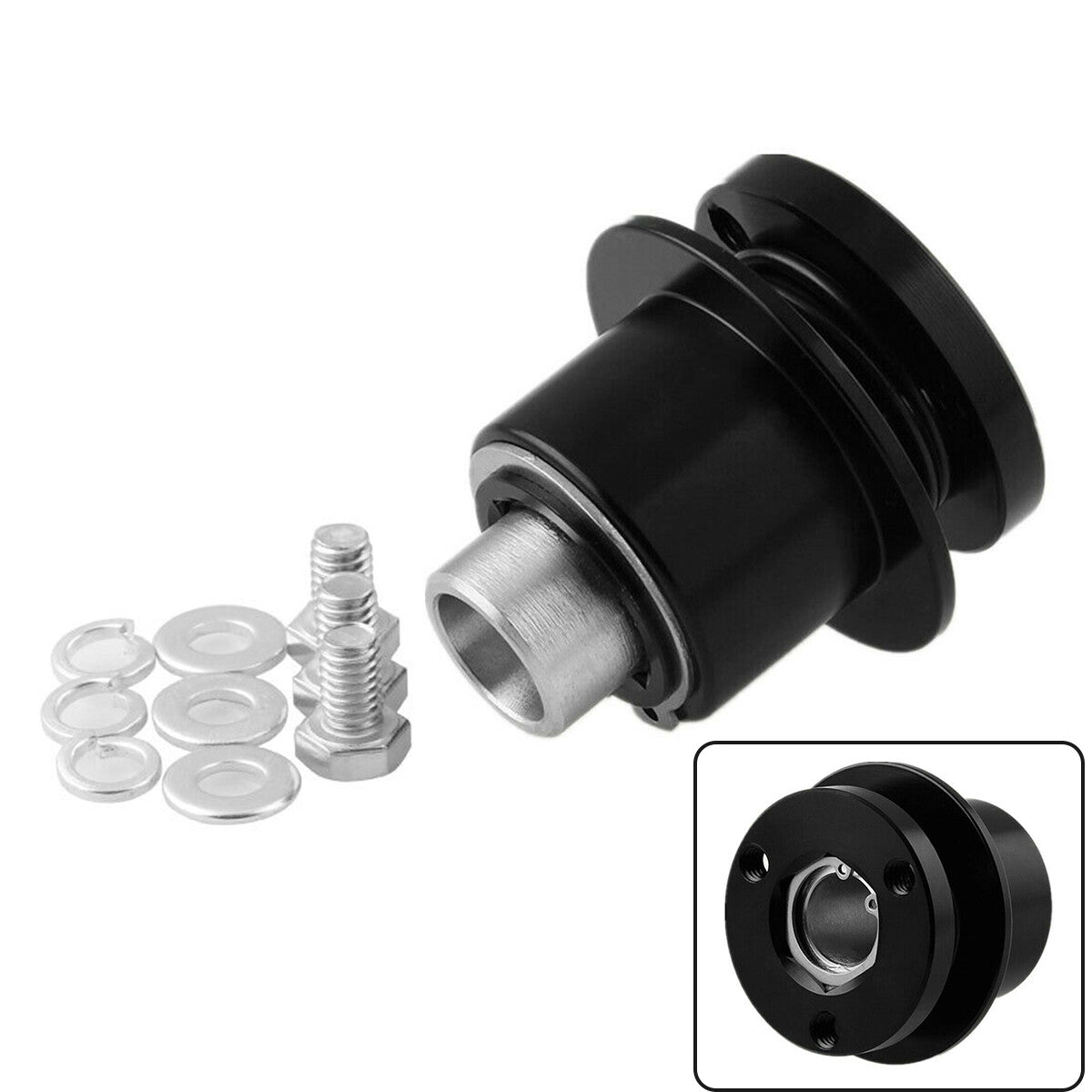 A set 360 New Steering Wheel Quick Release Disconnect Black n