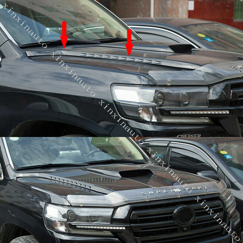 Glossy Black Engine Hood Molding Trim Strips for Toyota for Land Cruiser LC200 16-21