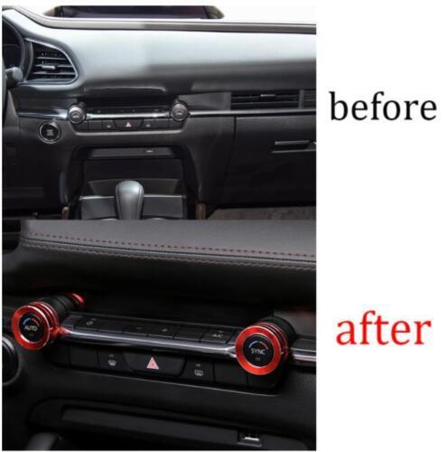 Red Aluminum Central Console AC Knob Button Ring Trim for Mazda CX-30 2020-2022