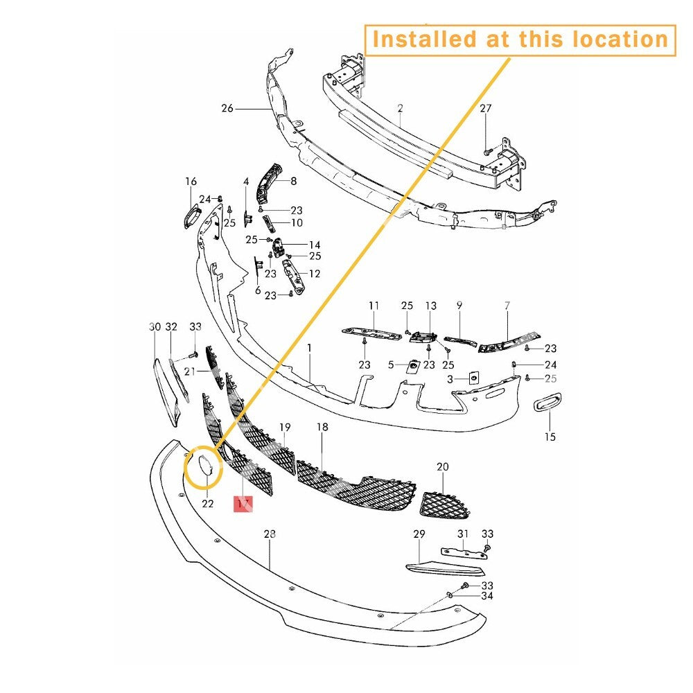 Suitable for Bentley GT GTC 14-15 Front bumper ACC cover. equipment manufacturer: 3W3807082A