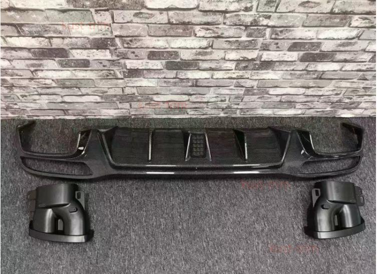 Carbon Fiber LED Rear Diffuser Bumper Lip Spoiler for Benz GLE63 for SUV 2015-2018 Q