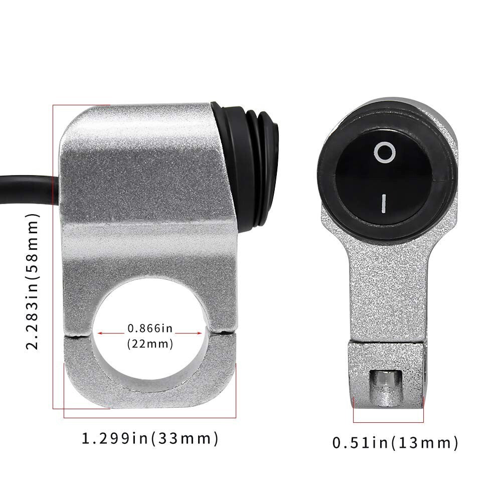 12V Waterproof ON OFF Switch 22mm Universal Motorcycle Handlebar Headlight